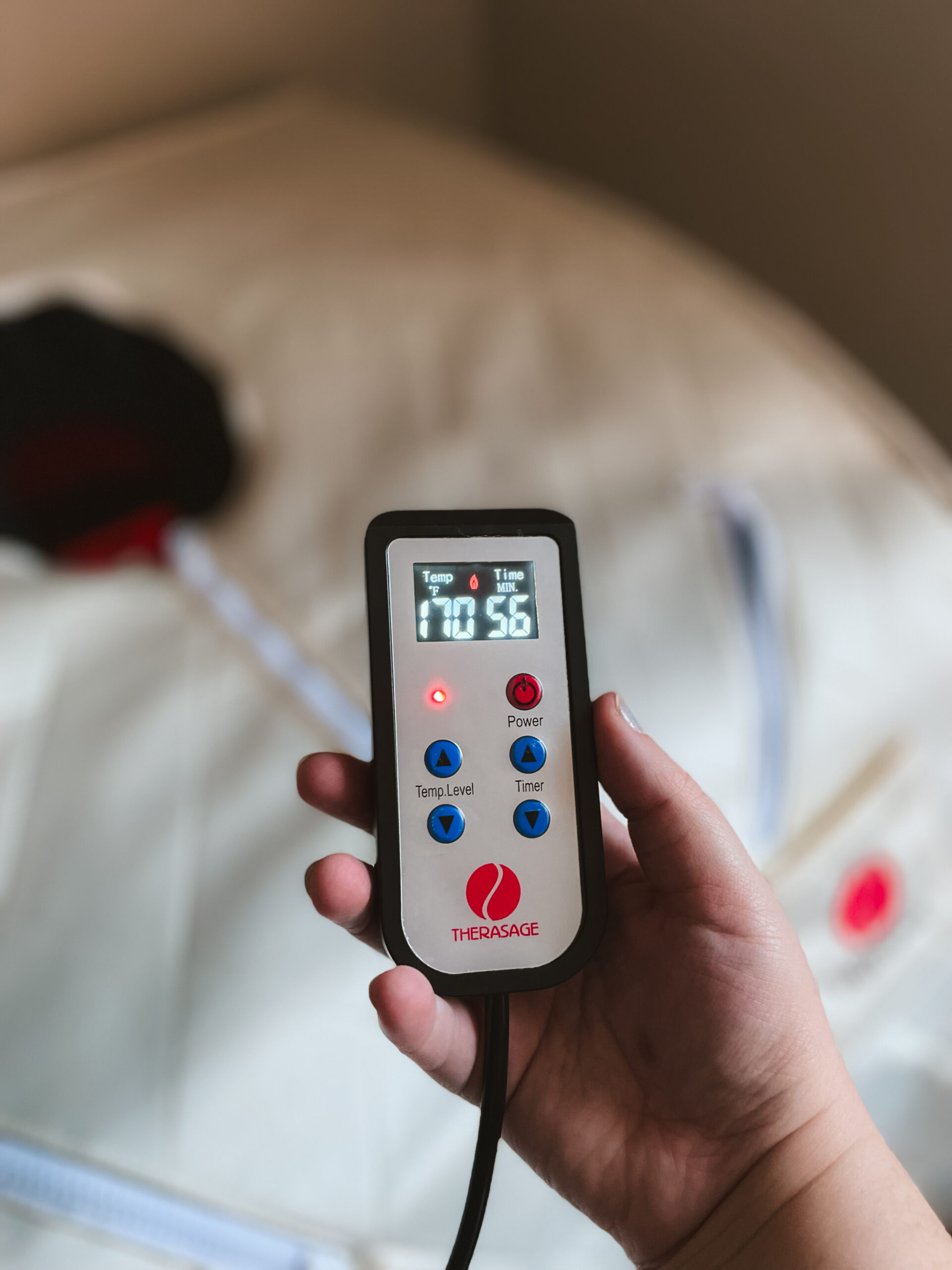 turning on the therasage infrared sauna controls