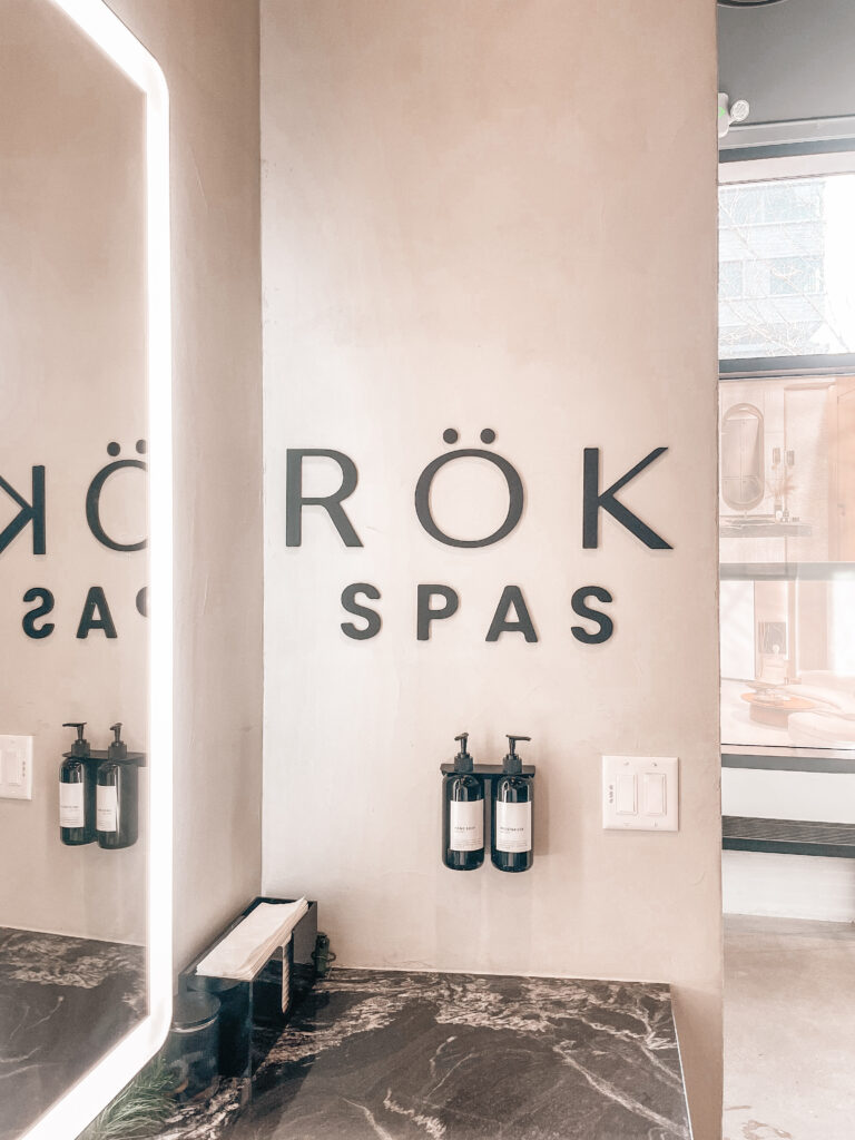 rok spas in denver logo and sink