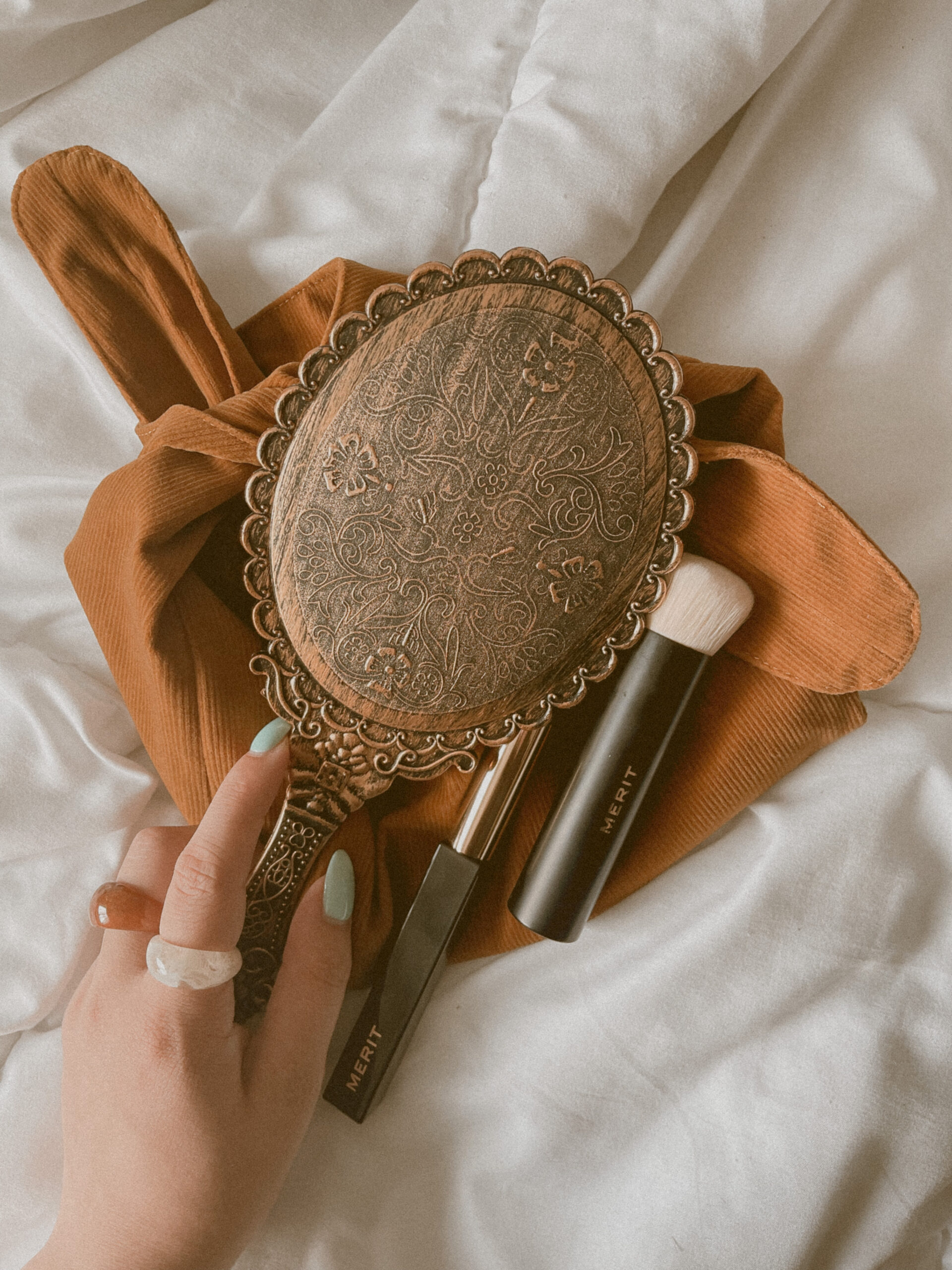 hair and other hair accessories on a plush background