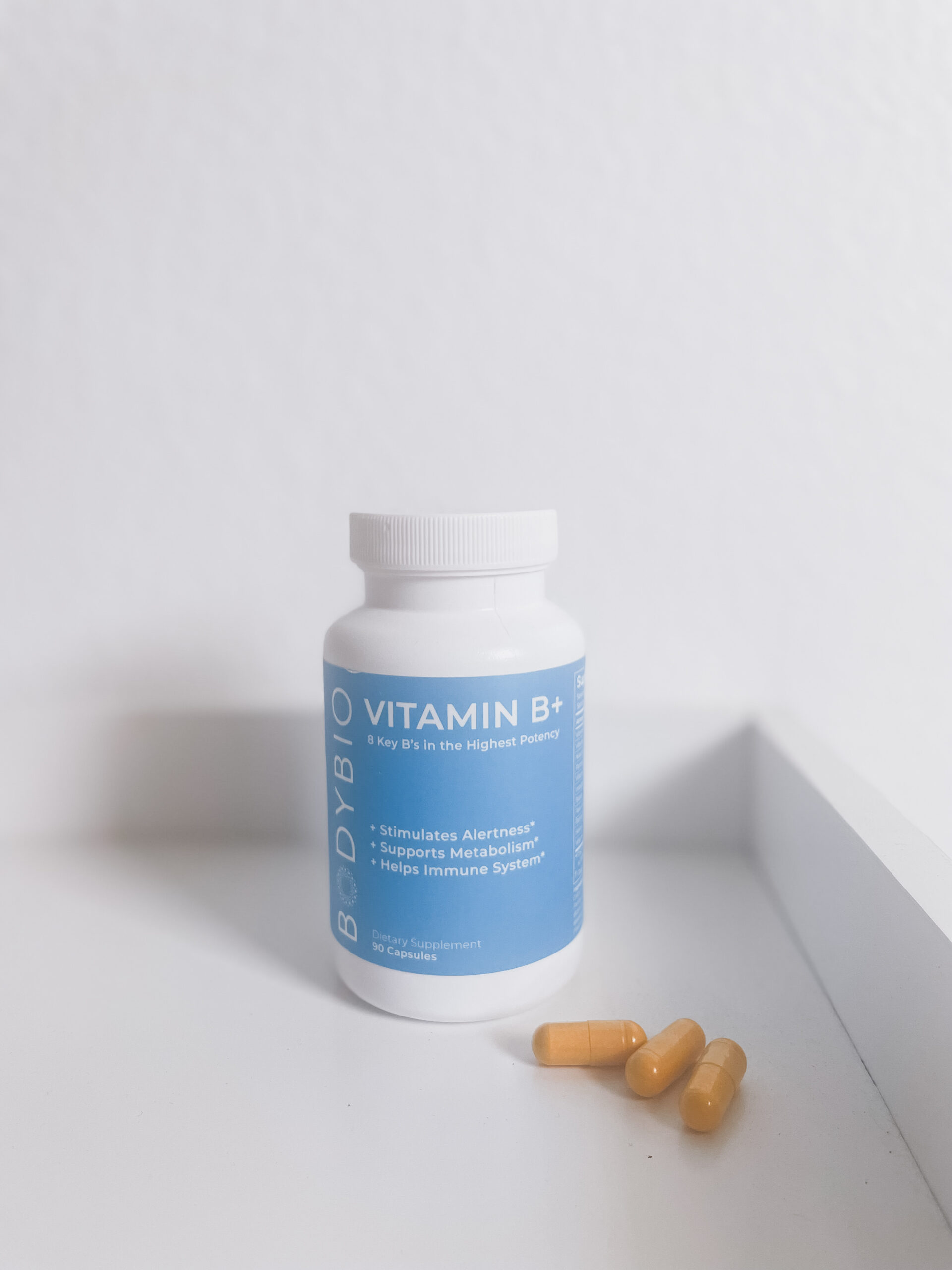bodybio vitamin B supplement with white background